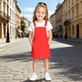 thumbnail image 2 of FYDUU Girls Dresses Solid Color Sleeveless Casual Overalls Dress Everyday School Outfits Kids Adjustable Strap Suspenders Dress 6-7 Years, 2 of 4