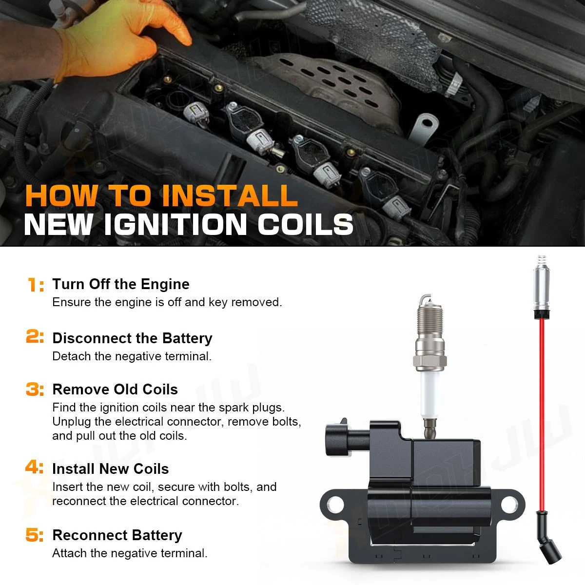 For Chevrolet Silverado 1500 1999 - 2006 8 Pack Ignition Coils and 8 Iridium Spark Plugs and 8 Wire Set