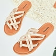 thumbnail image 4 of Ataiwee Women's Flat Slide Sandals - Casual Comfort Braided Multiple Cross Pinstripe Flat Summer Sandals., 4 of 7