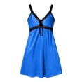 thumbnail image 6 of Daiosportswear Women's Summer Satin Lace-Trim V-Neck Spaghetti Strap Nightgown Blue Free Size, 6 of 8