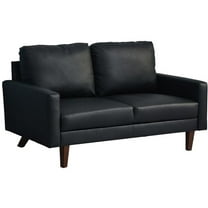 Maklaine Faux Leather Loveseat Modern Sofa for Living Room/Office-Black