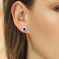 thumbnail image 3 of Gem Stone King 925 Sterling Silver Blue Sapphire on White Enamel Stud Earrings for Women Men (1.20 Cttw, Gemstone Birthstone, Round 5MM), 3 of 3