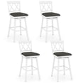 thumbnail image 1 of Costway 29" Bar Stool Wooden Chair Set of 4 with Contoured Backrest Swivel Padded Seat White, 1 of 10
