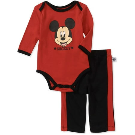 Disney Newborn Boys' 2-Piece Mickey Creeper and Pants Set