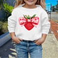 thumbnail image 2 of Byoo Toddler Girls Sweatshirt Valentine Day Strawberry Knot Printing Crew Neck Pullovers Shirt for Children Loose Fit Active Top, 2 of 4