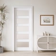thumbnail image 2 of 32" X 96" Frosted Glass 5-Lite Sliding Pocket Door White Standard Door with Hardware Kit Set, 2 of 8