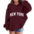 thumbnail image 6 of NEBWOAK Girls Fleece Sweatshirt, Wine Pullover Hoodie Long Sleeve Varsity Print,Size 10-11T, 6 of 6