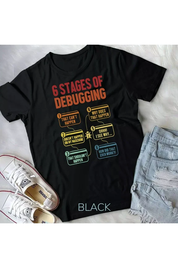 6 Stages Of Debugging Software Developer Programming Coding Unisex T-Shirt