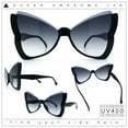 thumbnail image 2 of Womens Butterfly Upside Down Half Rim Plastic Oversized Sunglasses Black - Smoke, 2 of 8