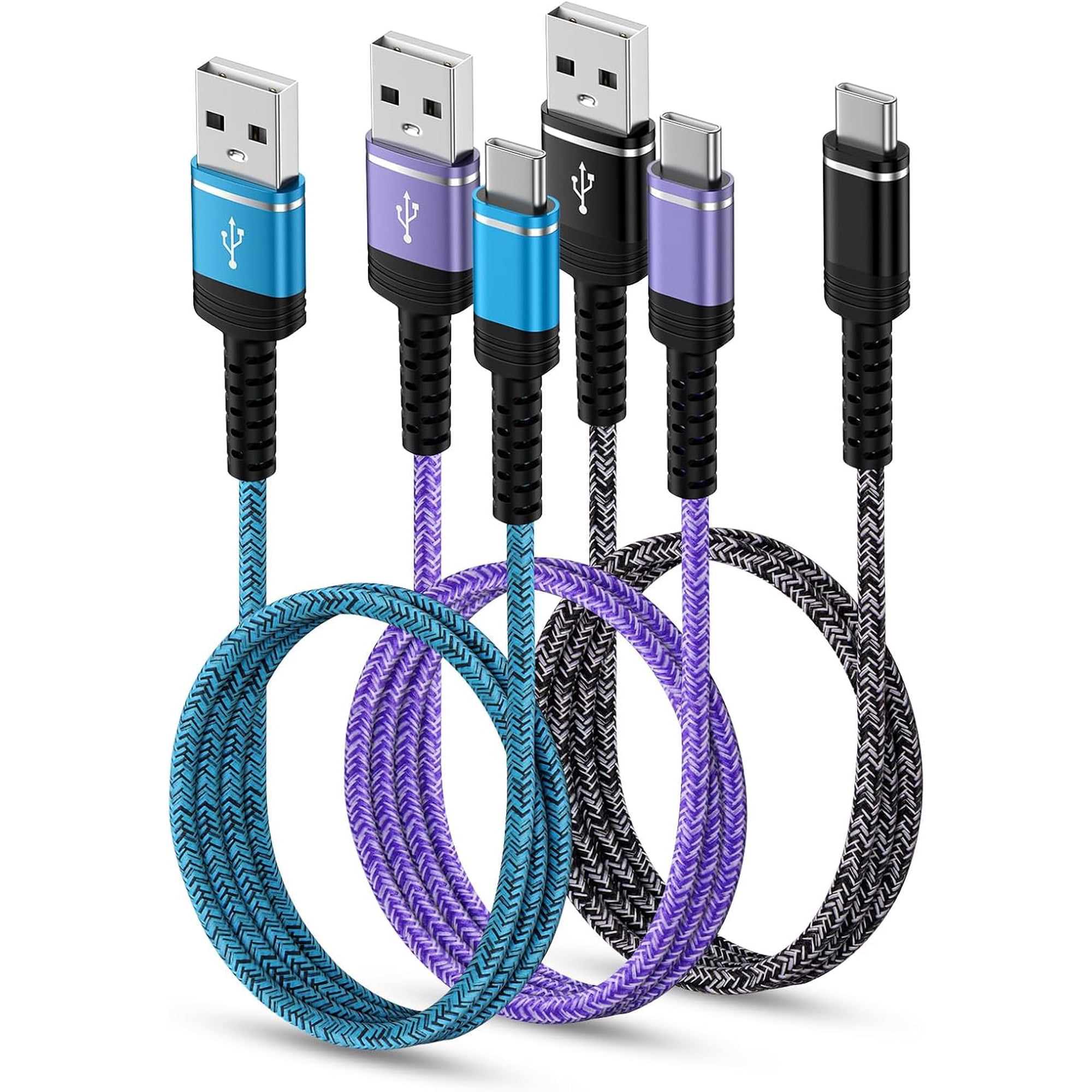 USB C Charger Cable Fast Charging 3 Pack 3ft for Samsung Galaxy Z Flip 7 FE 6 5 4 3 Z Fold 7 6 A17 A36 A56 A26 S25 Ultra A16 5G S24 A35 S23 S22 S21 A32,3.1A Car USB A to C Android Phone Power Cord