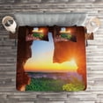 thumbnail image 2 of Ambesonne Landscape Quilted Coverlet 3 Pcs, Canyon at Sunset Time, King Size, Green Orange, 2 of 2