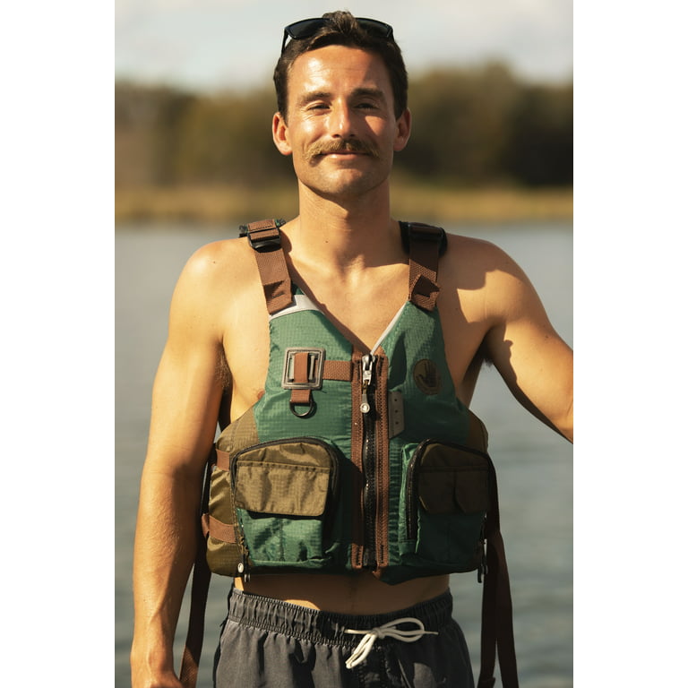 Body Glove Adult Deluxe Outdoor Fishing & Paddling Vest Size L/XL, Green 