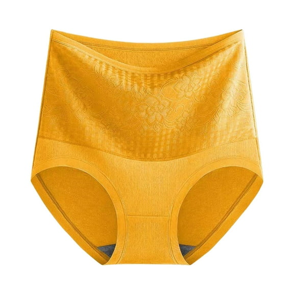 Panties for Women,High Waisted Thermal Underwear for Women Lined Winter Panties with Thickening Insulation,Womens Underwear,Yellow,XL