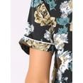 thumbnail image 5 of DARING DIVA Women's Hawaiian Shirt with Shorts Pajamas Set L Black Flowers, 5 of 5