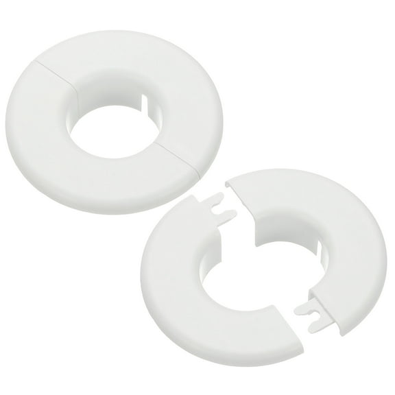 Wall Split Flange 1.5" (37mm), Round Detachable Escutcheon Plate Buckles Water Pipe Cover, White 2Pcs