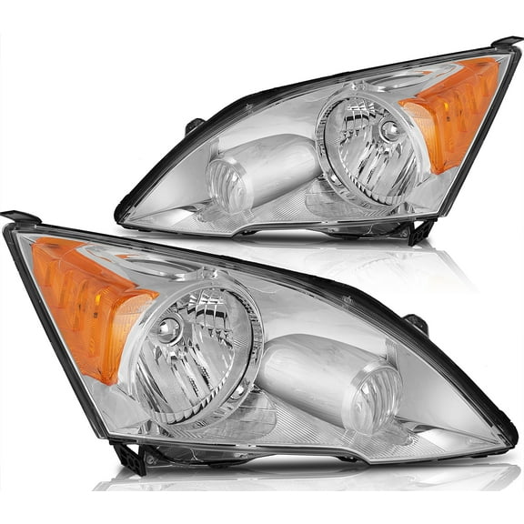 ECCPP Headlight Assembly For Honda CR-V 2007-2011 Headlamps Chrome Housing Amber Corner Clear Lens