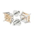 thumbnail image 2 of Clara Pucci 3Ct Natural Morganite Princess Cut VVS1 Screw Back Stud 18k Solid hypoallergenic Gold Designer Earrings For February, 2 of 7