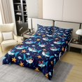 thumbnail image 2 of Shark Duvet Cover,Cute Cartoon Shark Comforter Cover Twin Size,Ocean Starfish Fish Bedding Set,Tropical Vacation Theme Quilt Cover Funny Animals Bed Set Girls, 2 of 4