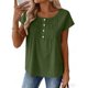 thumbnail image 3 of Camisas de Cuello de la Tripulación de Manga Corta para las Mujeres Top Botón de Color Sólido, Camisas de Manga Corta de Verano para las Mujeres Casual Spring Transpirable, 3 of 7