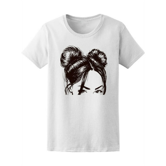 Girl With Cute Oriental Hair Buns Women T-Shirt - Image by Shutterstock, Female Large