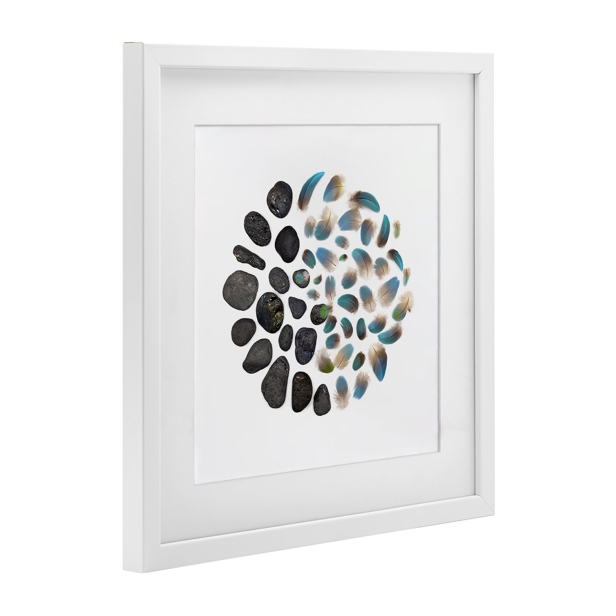 Stupell Industries Feathers & Rocks Collection White Framed Print Under Glass, design by Beth Adoette