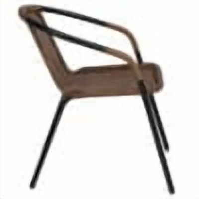 BizChair Lila Indoor/Outdoor Stacking Rattan Patio Chairs, Set of 2, Dark Brown