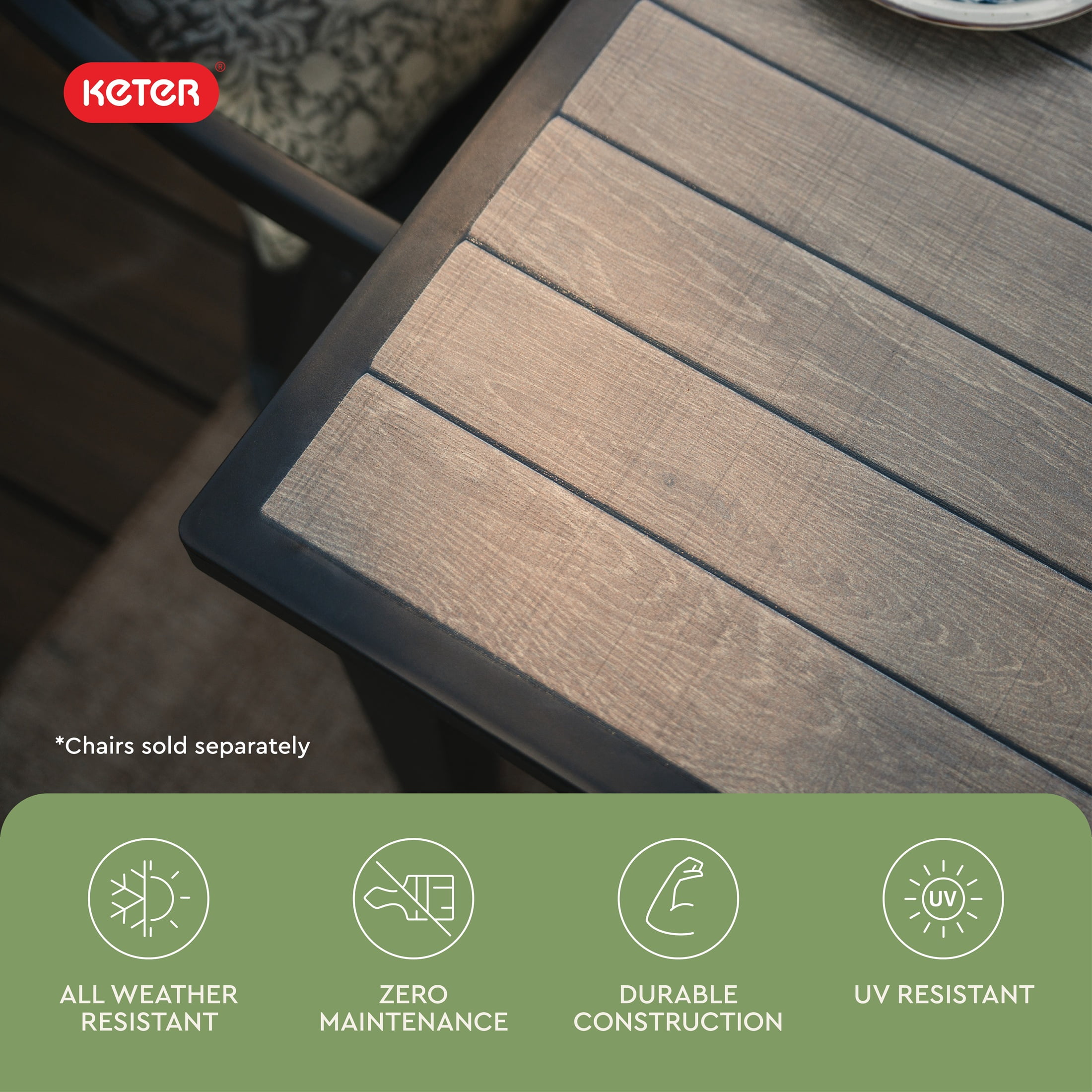 Keter Futura Table - Perfect for Outdoor Dining, Graphite