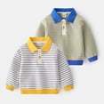 thumbnail image 2 of LYMAYTER 2-7Y Boys Toddler Striped Lapel Collar Sweatshirt Kids Long Sleeve Soft Comfortable Casual Pullover Top, 2 of 8