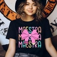 thumbnail image 3 of Maestra T-Shirt for Women, Cute Rainbow Pencil Teacher Tee with Pink Bow, Light Blue, Size 4XL, 3 of 6