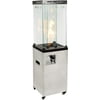 UIXE Outdoor Gas Patio Heater, 41,000 BTU, 56" Tall Standing Faux Stone Concrete Propane Firepit W/ Wheels for Outside Backyard
