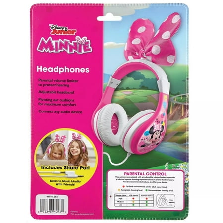 Disney Minnie Mouse Kids Headphones with Volume Limiting Feature – Bow-tastic Design