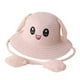 thumbnail image 3 of Sombrero de paja con orejas móviles para niños, sombrero de playa, regalo de vacaciones, ala ancha, transpirable, para el sol. Rosa claro, 3 of 9