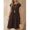 Chocolate Brown, variant on Womens Chocolate Brown Boho Midi Dress, Short Sleeve Round Neck Linen-Like