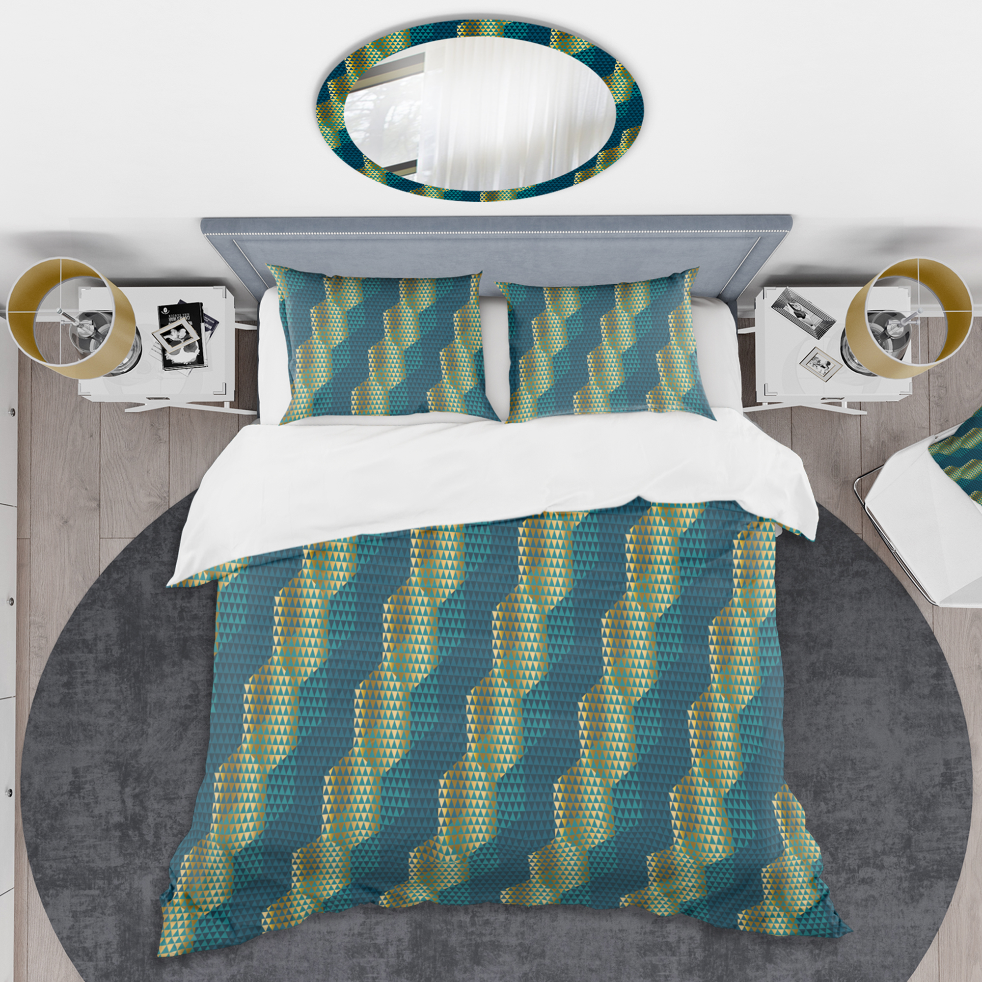 Designart 'Retro Hexagon Pattern V' Mid-Century Modern Duvet Cover Set