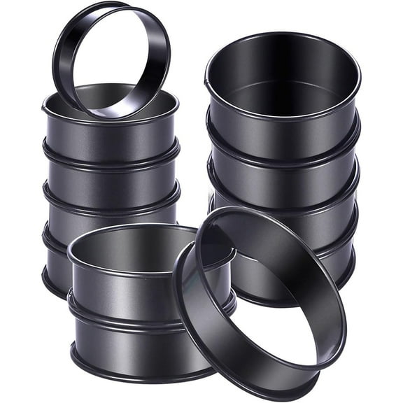 Set of 12 Nonstick Tart Molds Stainless Steel Crumpet Molds English Muffin Molds Multi Purpose Baking Molds for Baking