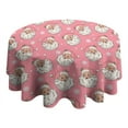 thumbnail image 4 of Pink Christmas Santa Pattern Round Tablecloth 60"x60",Wrinkle Wipeable Table Cloth for Kitchen Dining Room Picnic Patio Party, 4 of 6
