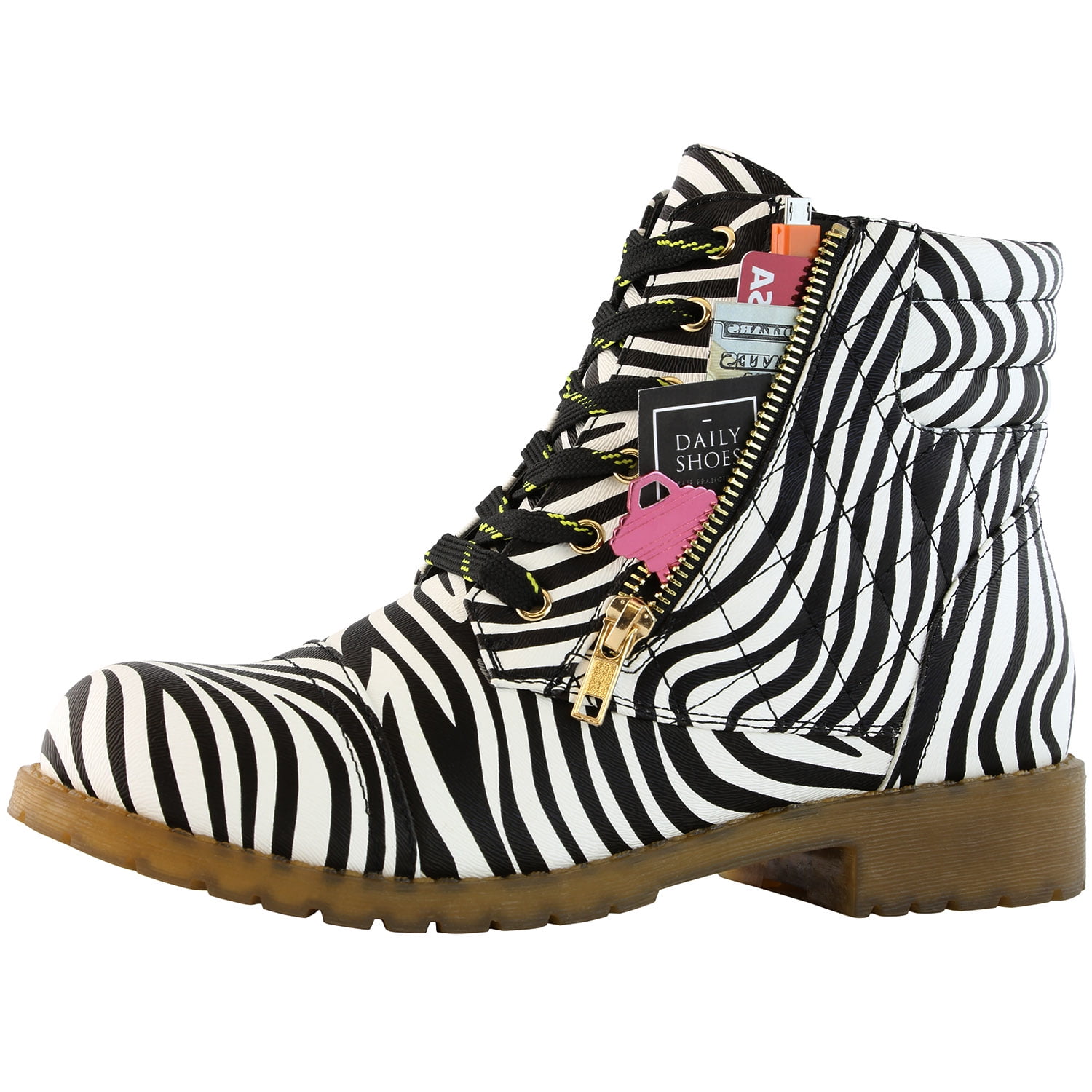 Women Lace Up Army Military Combat Ankle Boots Casual Warm Low Heel