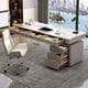thumbnail image 2 of Light Luxury Rock Board Desk Modern Computer Desktop Desk Simple Boss Office Minimalist Furniture Work Desk Bedroom Writing My Lux Decor Round, 2 of 9