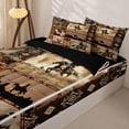 thumbnail image 3 of Homewish Retro Bohemian Aztec Geometric Zipper Twin Comforter Sets with Fitted Sheet and 2 Pillowcases,Western Cowboy Rustic Cowhide Zipper Bedding Set For Men,Black Reversible,4 Pieces, 3 of 7
