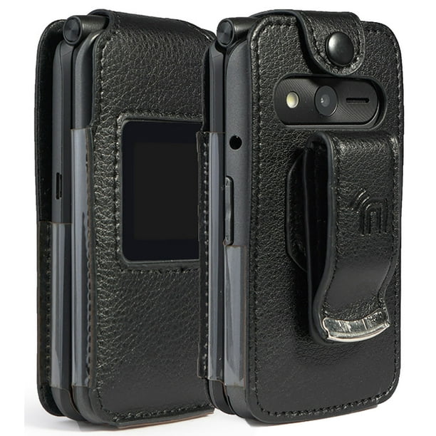 Case for eTALK Phone, Nakedcellphone [Black Vegan Leather] FormFit