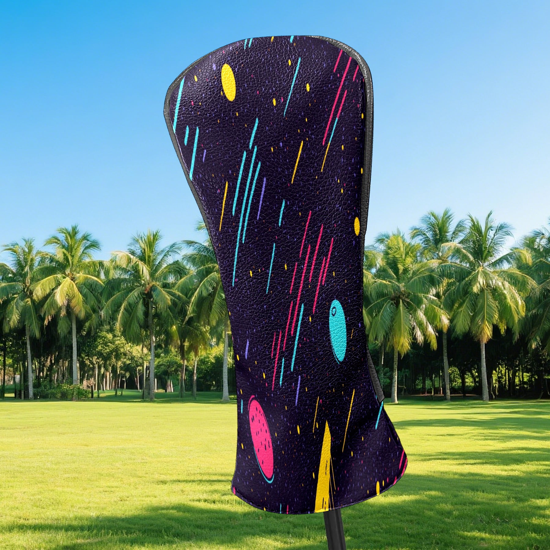 Golf Club Covers PU Leather Waterproof Head Covers for Fairway Woods Hybrids Rain-like Lines Unisex Fits Most Brands