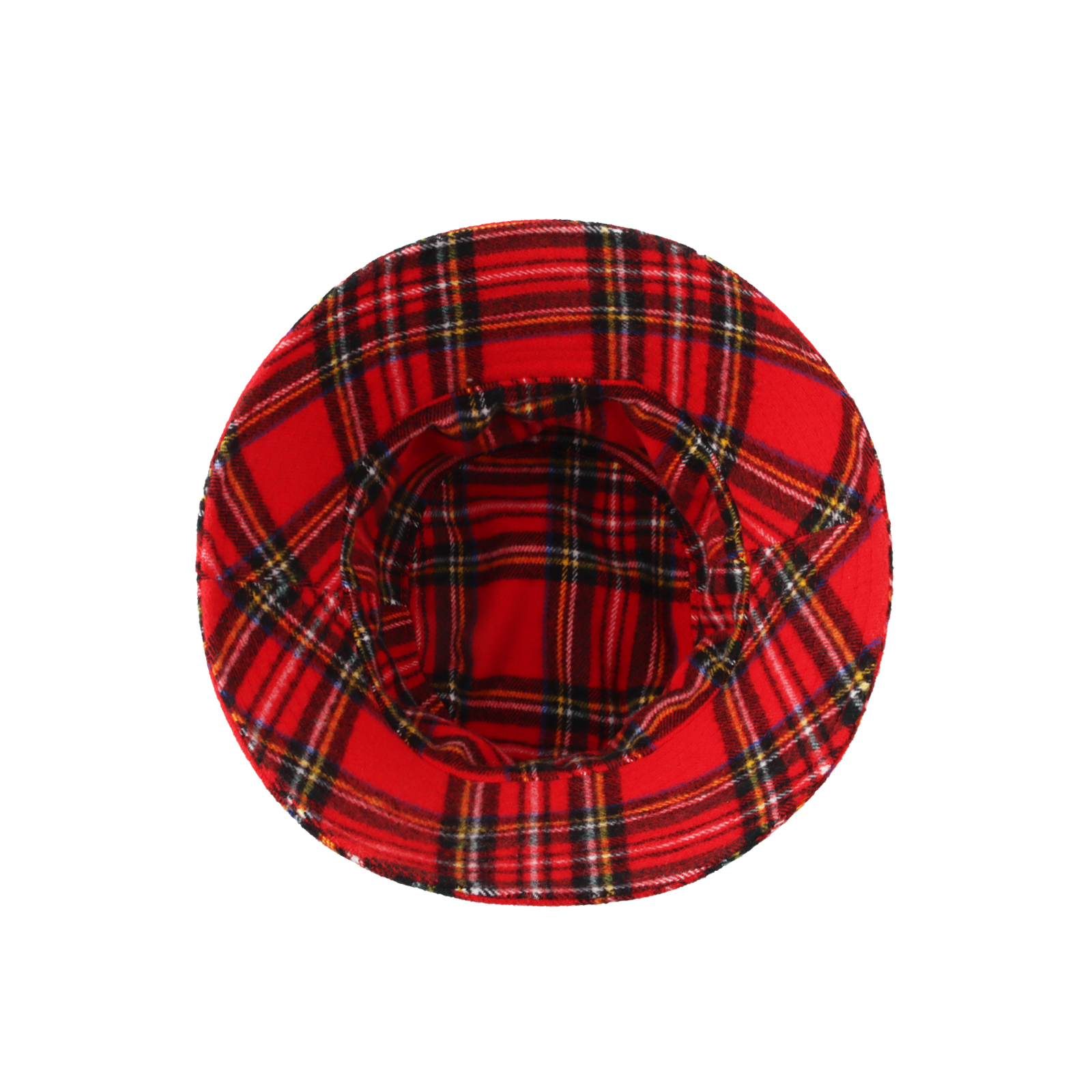 WITHMOONS Polyester Plaid Tartan Bucket Fedora Hat Winter Check Cap HMB1299 (Red) - image 5 of 5