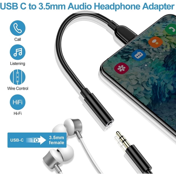 USB C To 3.5mm Headphone Jack Adapter - Short 10cm Cable For Phones Without Audio Port