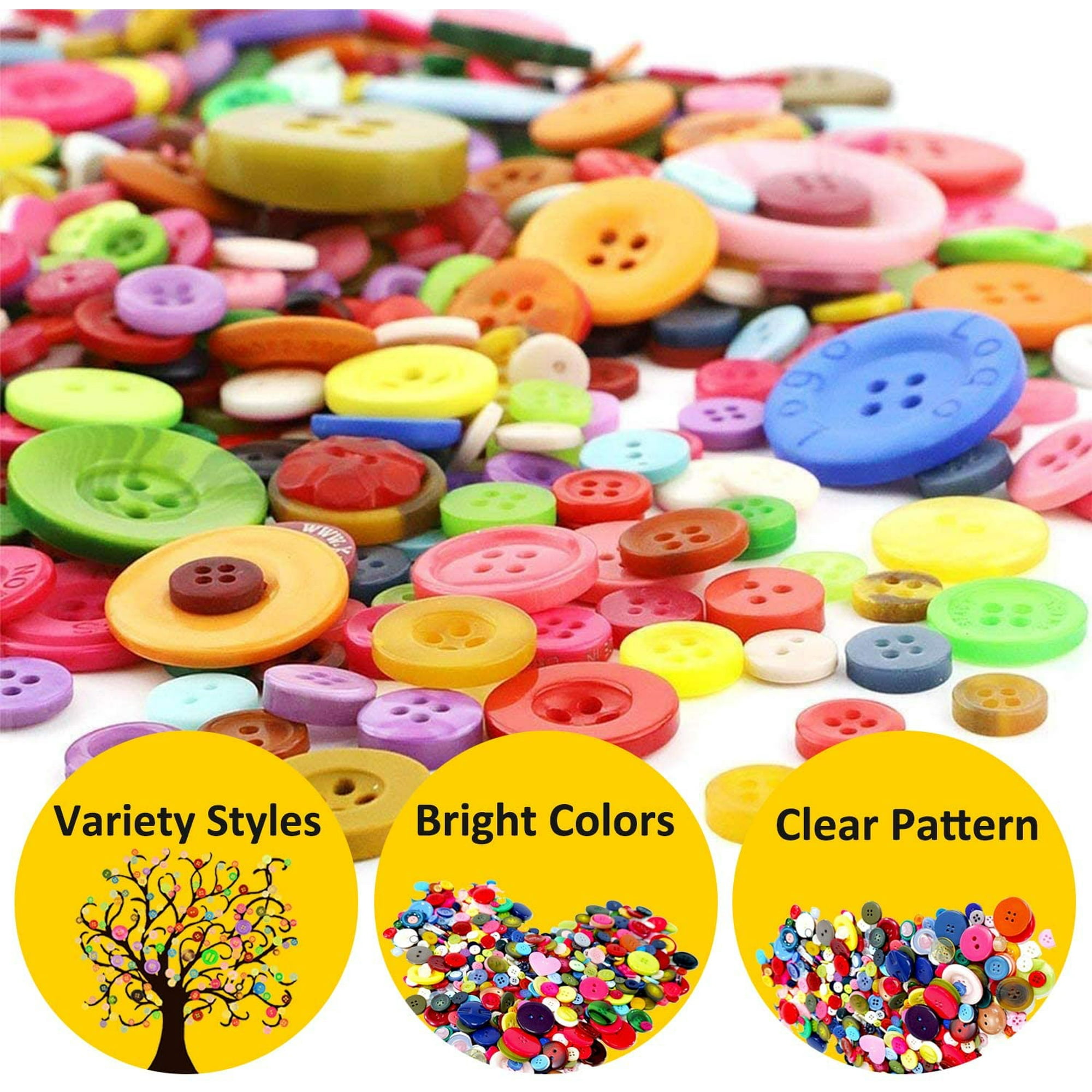 Megoogo 1000-1200 Pcs Assorted Resin Buttons - Special Shapes & Sizes For Crafts, DIY, Sensory Play