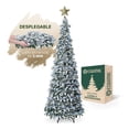 thumbnail image 1 of Árbol de Navidad Nevado Tipo Lápiz Plegable 1.80 metros Esquimal + 150 Luces Led + Estrella + 35 Esferas Plateadas, 1 of 5