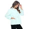 thumbnail image 2 of Casual Nights Women's Button Front Jacquard Terry Fleece Sleep Bed Jacket Top with Pockets, 2 of 5