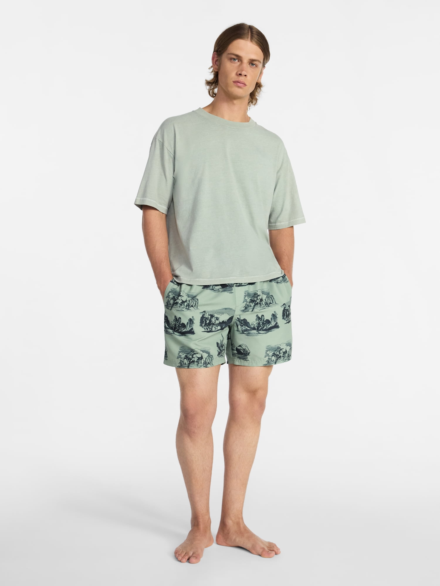 No Boundaries Men's & Big Men's Elastic Swim Trunks, 5" Inseam, Size S-5XL