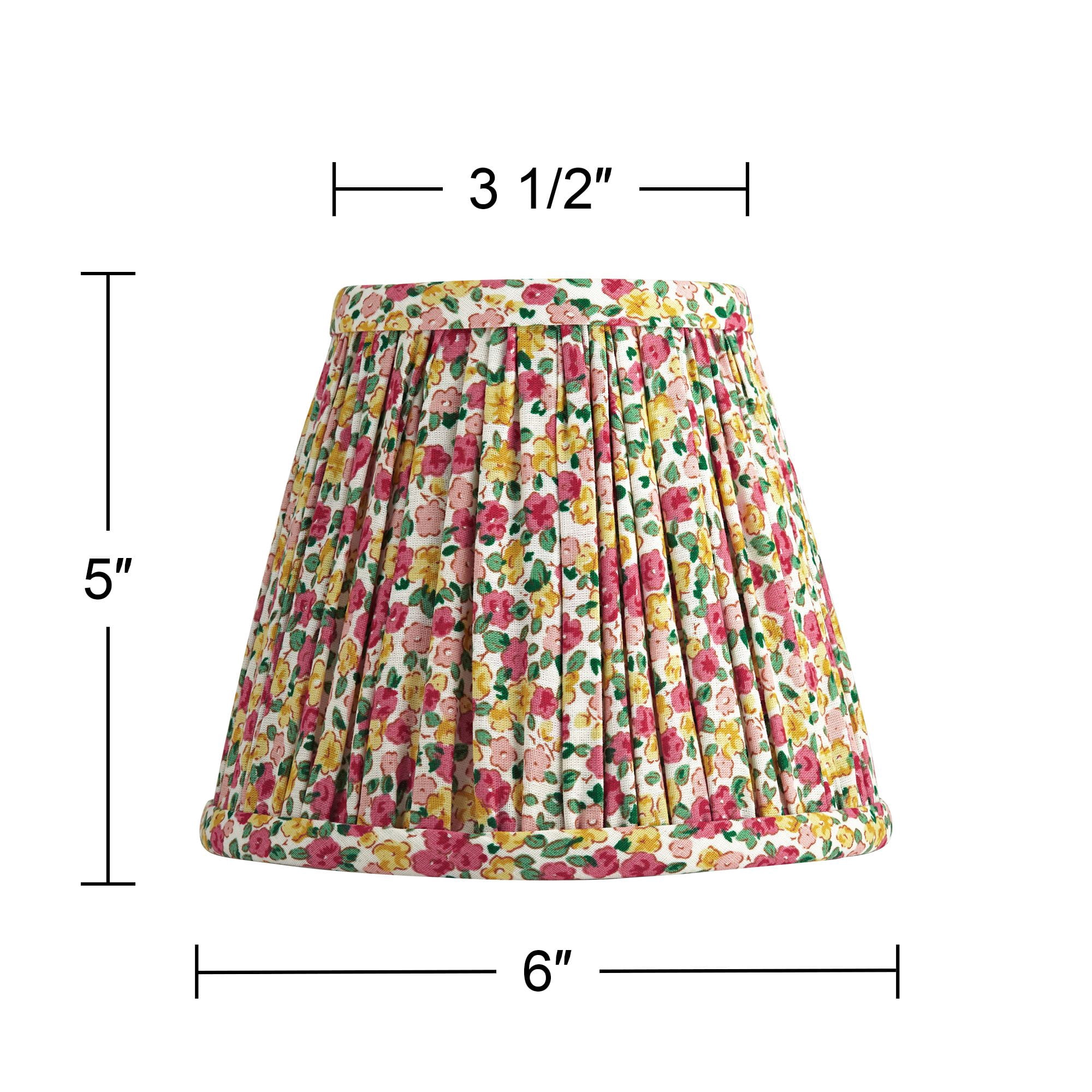 Springcrest Nelle 3 1/2" Top x 6" Bottom x 5" High x 5" Slant Print Lamp Shade Replacement Set of 4 Red Yellow Floral Clip On Candelabra