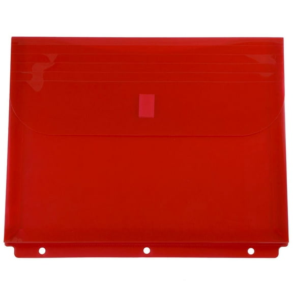 JAM Paper Plastic 3 Hole Punch Envelopes, 9 1/2 x 11 1/2, Red, 12/Pack