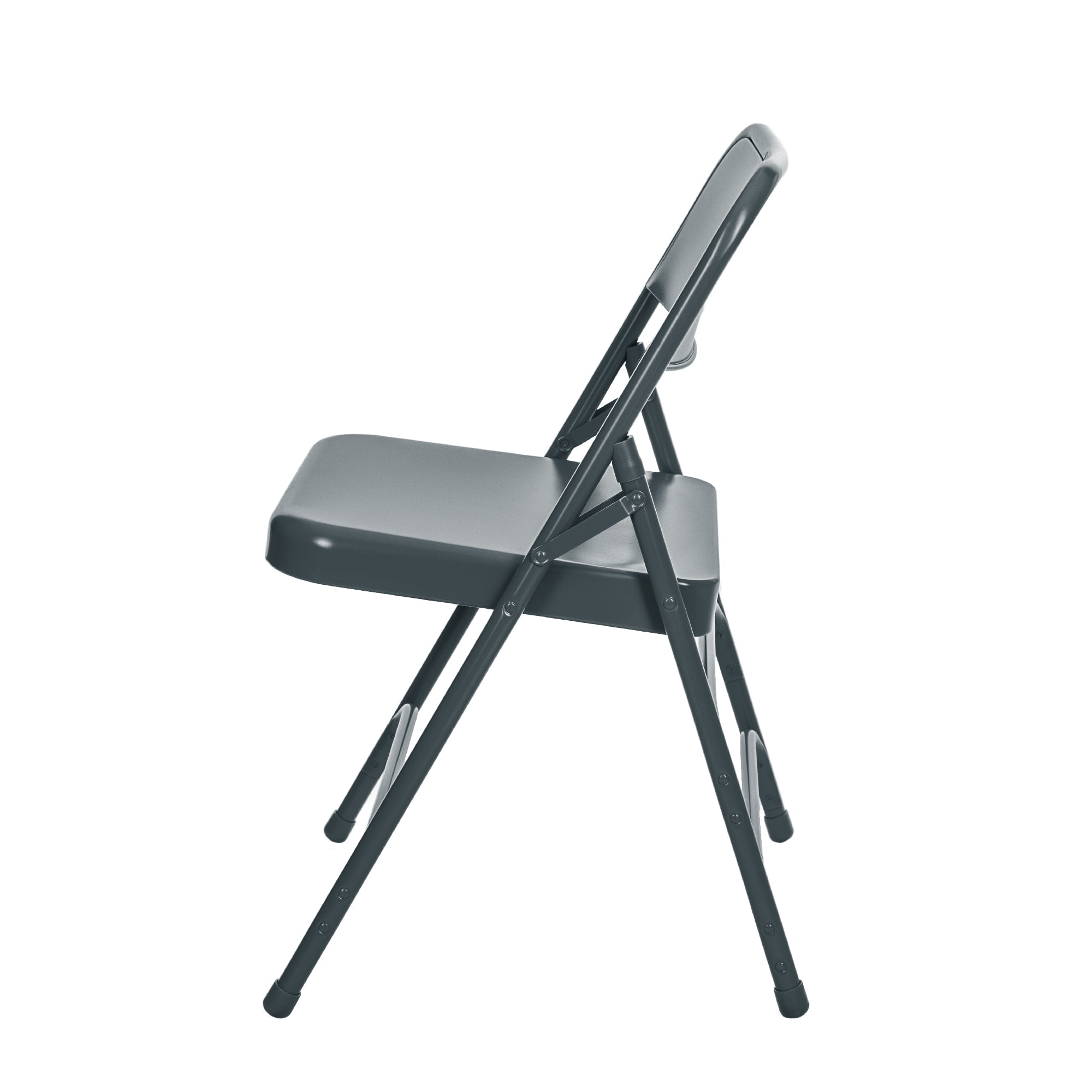 Hampden Furnishings Bernadine Collection All Metal Triple Brace Folding Chair, Blue, Pack of 4